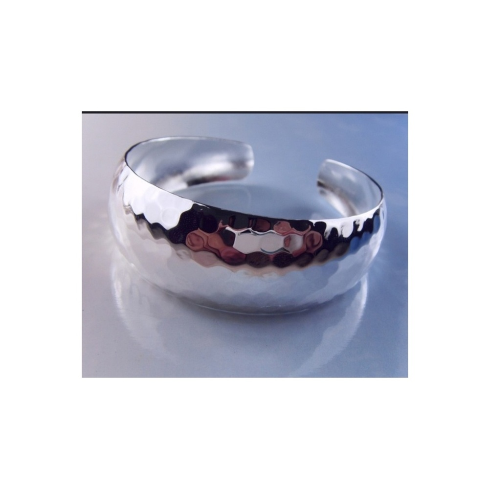 Silver Wide Cuff Bangle Bracelet